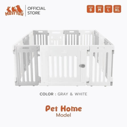 คอกกั้นสุนัข HOSTTAIL รุ่น PET HOME ไซต์ M สี เทา-ขาว_6