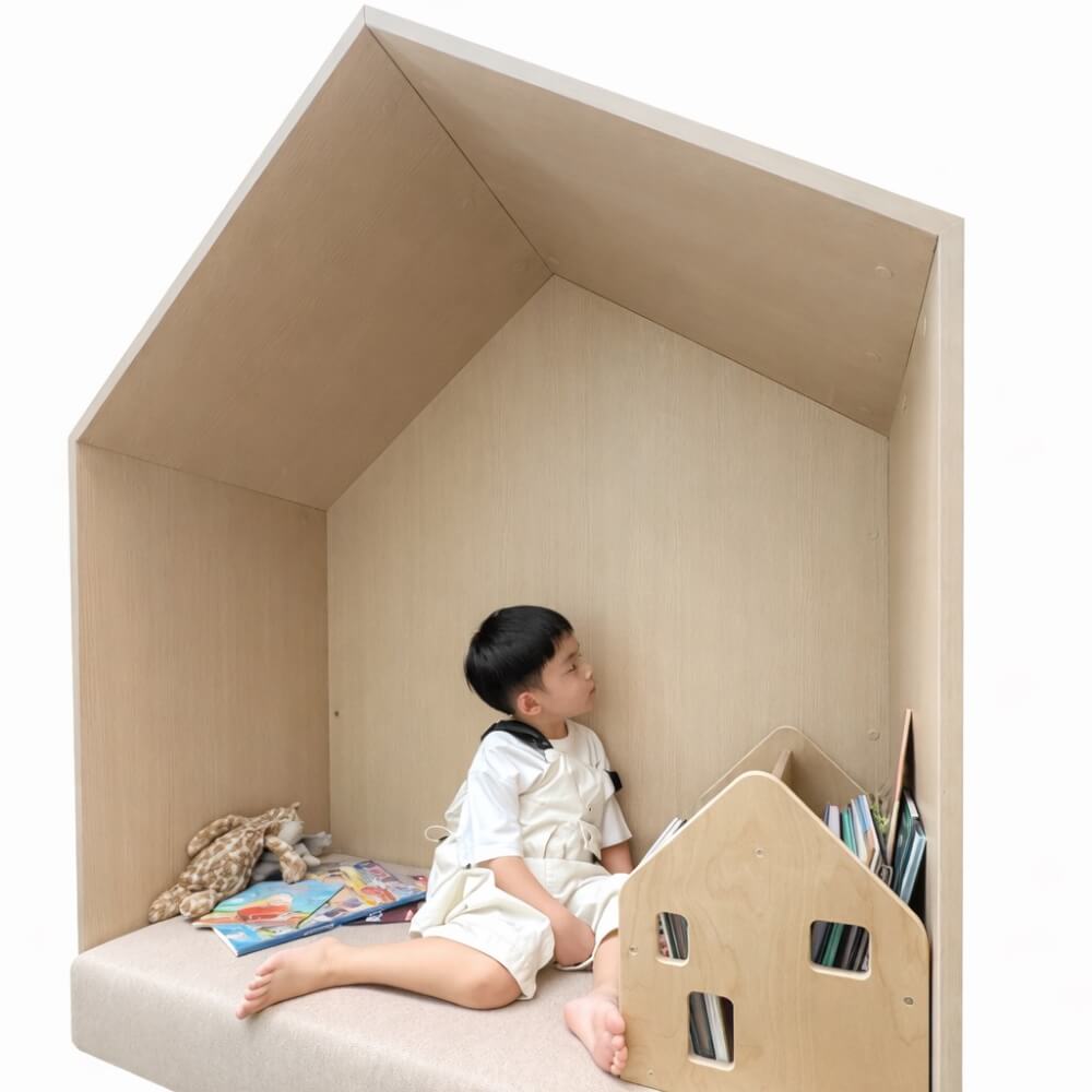 โซฟาเด็ก ดีไซน์บ้านไม้ 2 ที่นั่ง BEABLE LITTLESPACE รุ่น READING POD A ขนาด 120X55X145 ซม. สีไม้_11