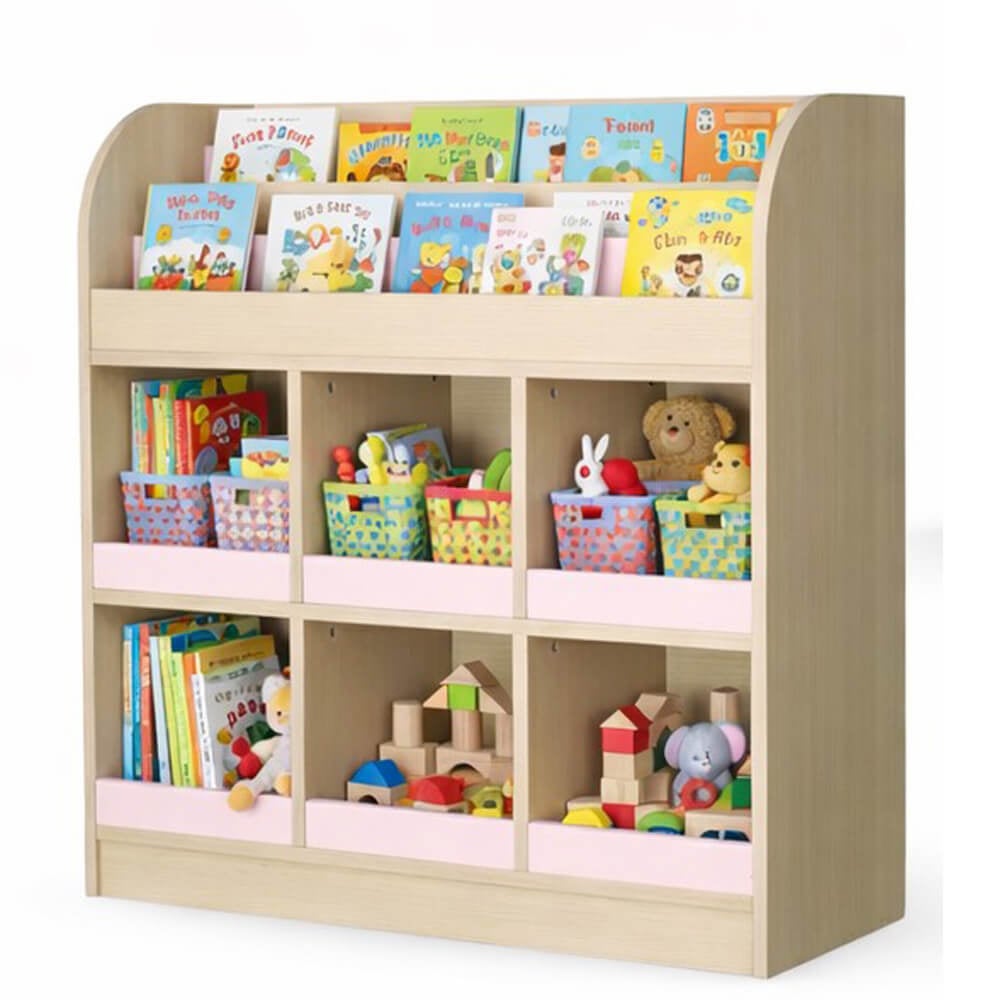 ชั้นวางหนังสือเด็ก พร้อมชั้นวางของ 6 ช่อง BEABLE LITTLESPACE 100 ซม.สีไม้ธรรมชาติ/ชมพู_10