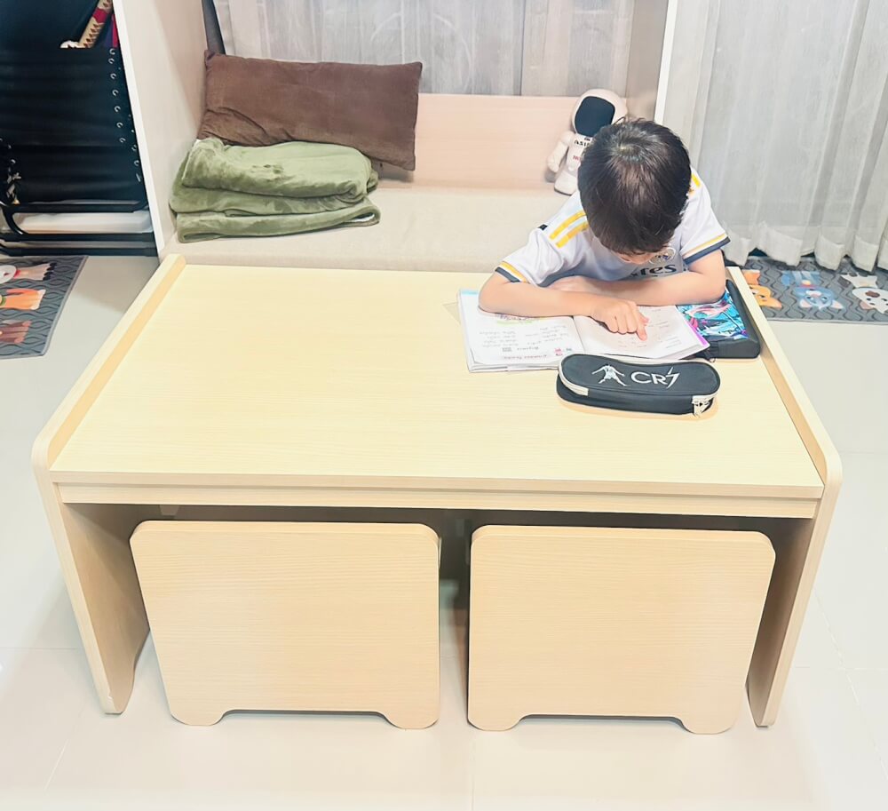 ชุดโต๊ะอเนกประสงค์สำหรับเด็ก 4 ที่นั่ง BEABLE LITTLESPACE 100 ซม. WHITE MAPLE