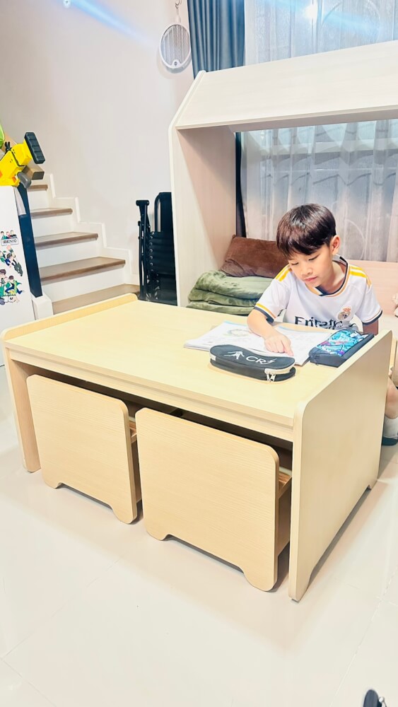 ชุดโต๊ะอเนกประสงค์สำหรับเด็ก 4 ที่นั่ง BEABLE LITTLESPACE 100 ซม. WHITE MAPLE