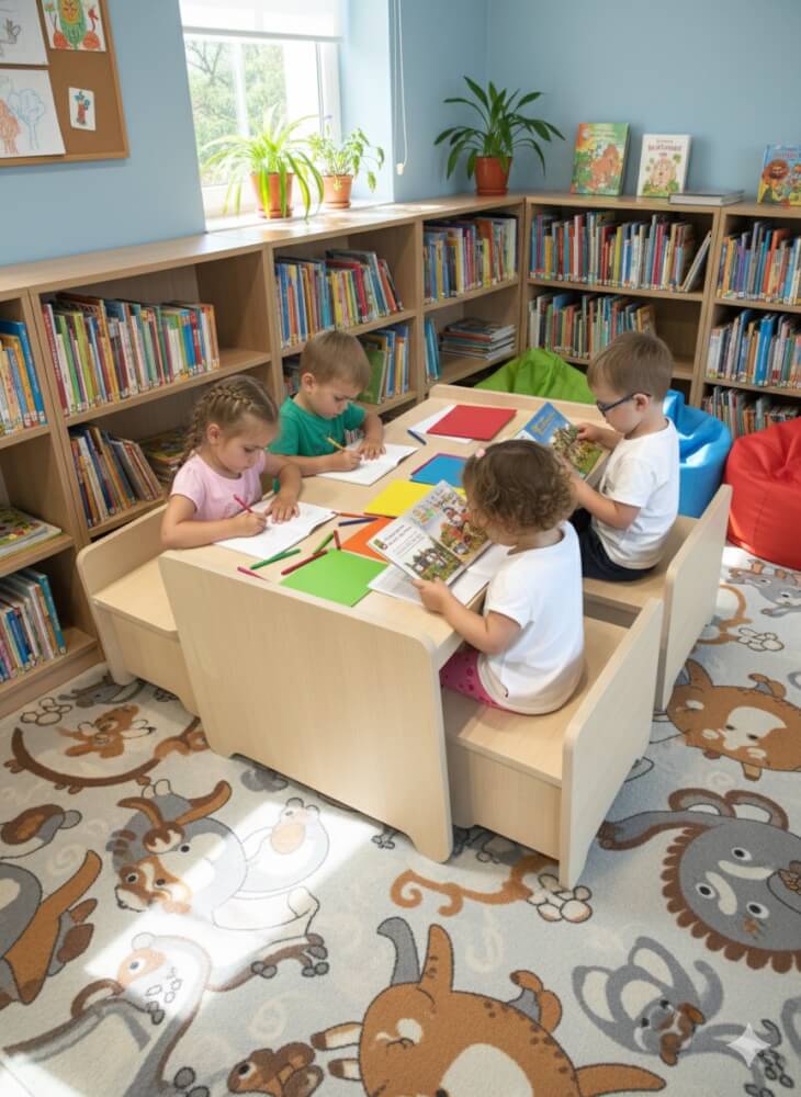 ชุดโต๊ะอเนกประสงค์สำหรับเด็ก 4 ที่นั่ง BEABLE LITTLESPACE 100 ซม. WHITE MAPLE