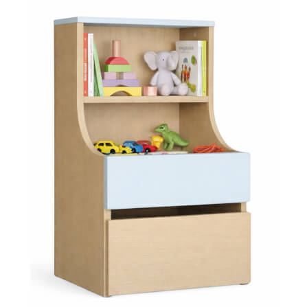 ชั้นวางของโล่งสำหรับเด็ก ทรงเตี้ย 2 ชั้น BEABLE LITTLESPACE ลิ้นชัก 1 ลิ้นชัก 45 ซม. สีไม้ธรรมชาติ/ฟ้า_1