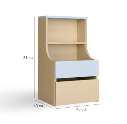ชั้นวางของโล่งสำหรับเด็ก ทรงเตี้ย 2 ชั้น BEABLE LITTLESPACE ลิ้นชัก 1 ลิ้นชัก 45 ซม. สีไม้ธรรมชาติ/ฟ้า_3