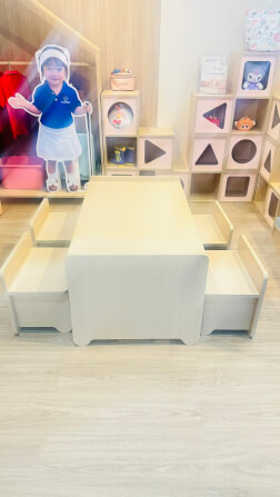 ชุดโต๊ะอเนกประสงค์สำหรับเด็ก 4 ที่นั่ง BEABLE LITTLESPACE 100 ซม. WHITE MAPLE_6