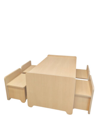 ชุดโต๊ะอเนกประสงค์สำหรับเด็ก 4 ที่นั่ง BEABLE LITTLESPACE 100 ซม. WHITE MAPLE_8