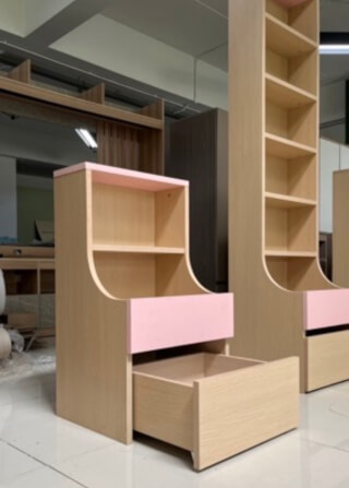 ชั้นวางของโล่งสำหรับเด็ก ทรงเตี้ย 2 ชั้น BEABLE LITTLESPACE ลิ้นชัก 1 ลิ้นชัก 45 ซม. สีไม้ธรรมชาติ/ชมพู_8