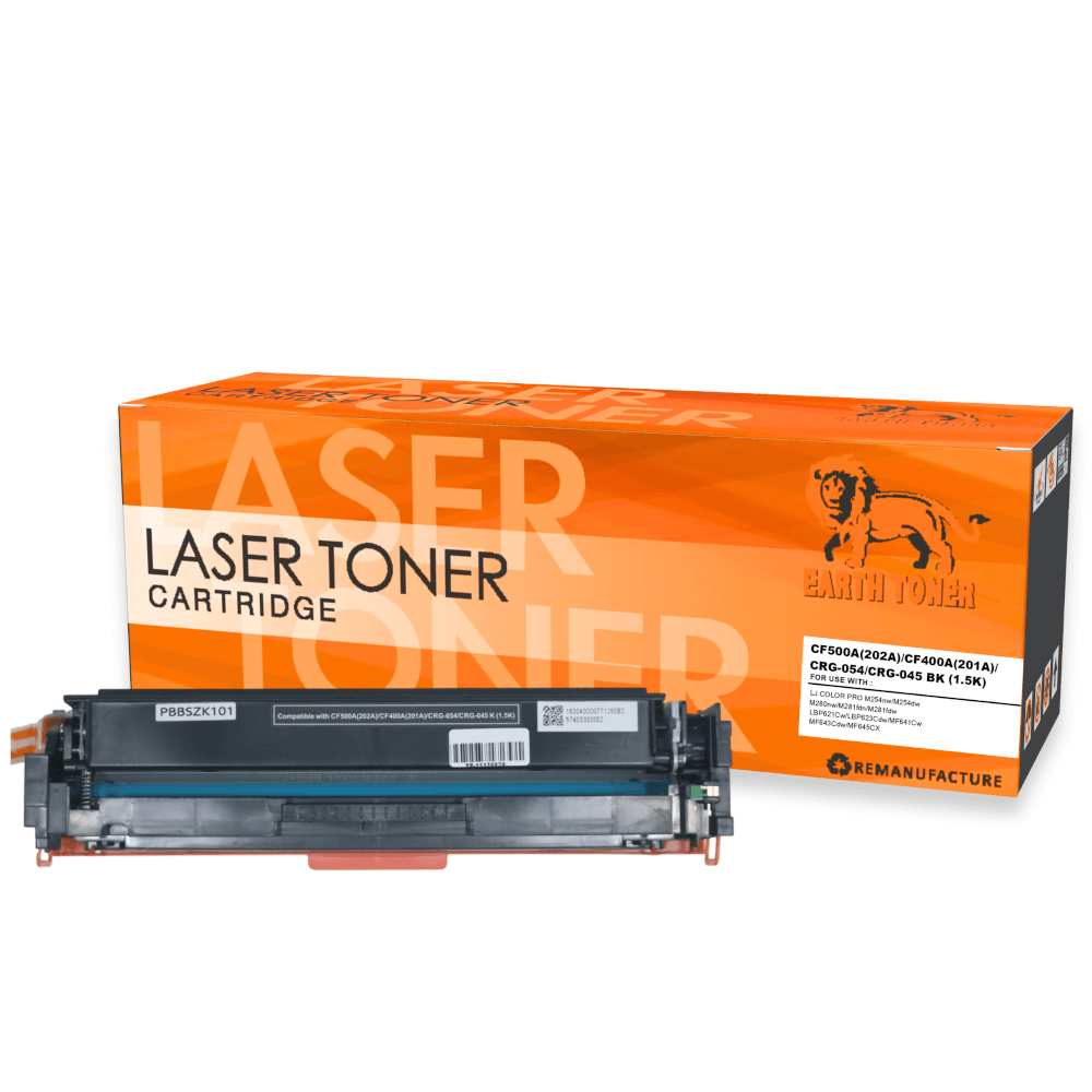 หมึกพิมพ์เลเซอร์ EARTH TONER รุ่น CF500A(202A)/CF400A(201A)/CRG-054/CRG-045 BK สีดำ_1