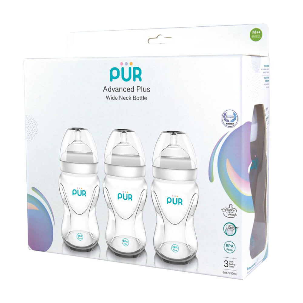 ขวดนม PUR ADVANCED WIDE NECK ขนาด 8 ออนซ์/150 มล. (แพ็ค 3)