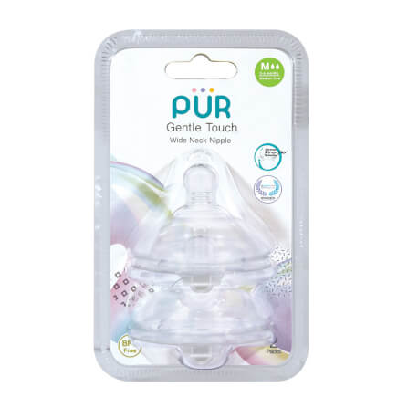 จุกนม PUR รุ่ม GENTLE TOUCH คอกว้าง ขนาด M (3-6 เดือน แพ็ค 2 ชิ้น)_0