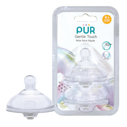 จุกนม PUR รุ่ม GENTLE TOUCH คอกว้าง ขนาด S (0-3 เดือน แพ็ค 2 ชิ้น)_1
