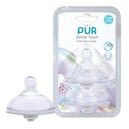 จุกนม PUR รุ่ม GENTLE TOUCH คอกว้าง ขนาด L (6 เดือนขึ้นไป แพ็ค 2 ชิ้น)_1