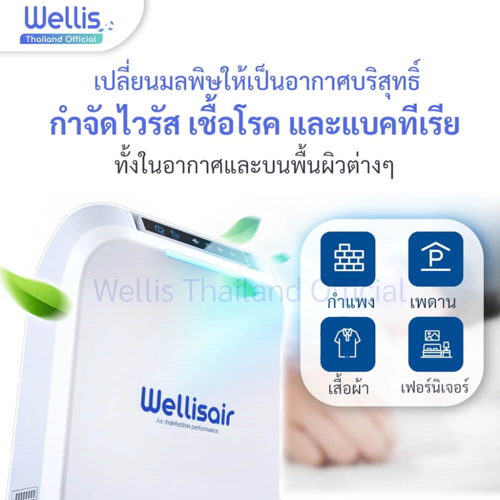 เครื่องฟอกอากาศ WELLIS AIR & SURFACE DISINFECTION PURIFIER แถมฟรี! น้ำยาแท้ศูนย์ WELLIS 4 ตลับ