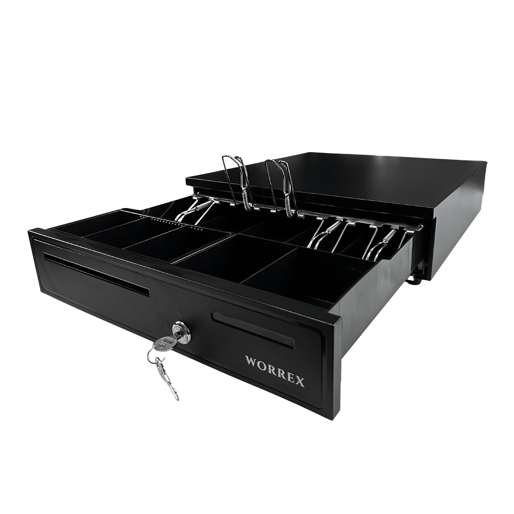 ลิ้นชักเก็บเงิน WORREX รุ่น W-GTC405 สีดำ 5 ช่องแบงค์ 5 ช่องเหรียญ RJ11 12/24V_0