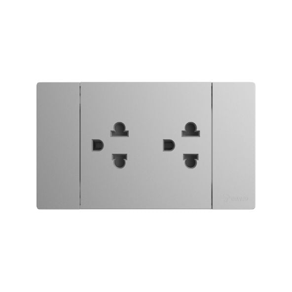 ชุดเต้ารับคู่ 3 ขา 2 ช่อง GONEO รุ่น PIANO SONATA G25-Z233-MGY สีเทา MOON SHADOW GRAY