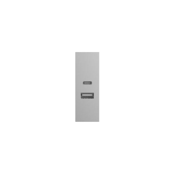 เต้ารับ USB 1 ช่อง TYPE C 1 ช่อง GONEO รุ่น PIANO SONATA G25-T209-MGY สีเทา MOON SHADOW GRAY