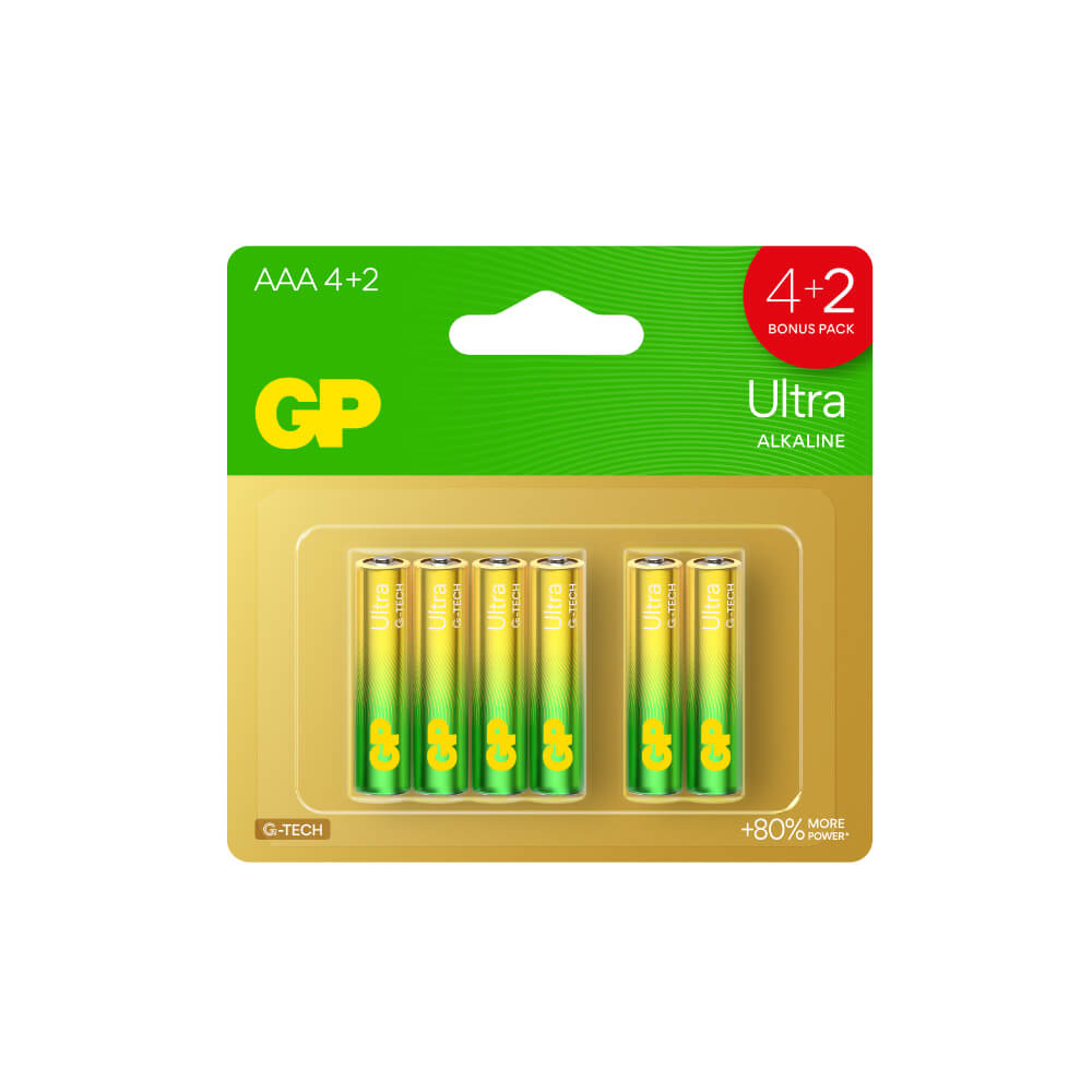 ถ่านอัลคาไลน์ GP BATTERY ULTRA ALKALINE AAA 4+2 1 กล่อง (10 แพ็ค)_0