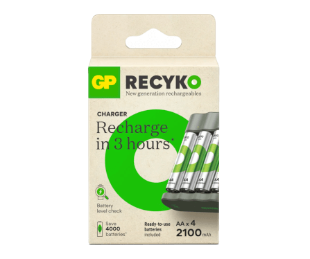 เครื่องชาร์จถ่าน GP BATTERY RECYKO B441 CHARGER + AA 4PCS 2100MAH BATTERY_2