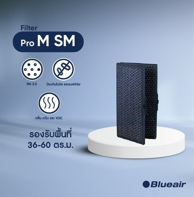 ไส้กรองอากาศ BLUEAIR รุ่น PRO M แบบ SMOKESTOP เน้นกรองฝุ่นและกลิ่น