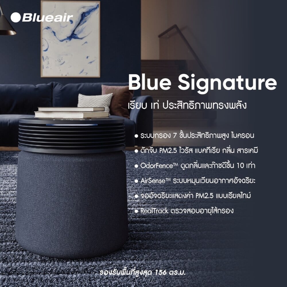 เครื่องฟอกอากาศ BLUEAIR รุ่น BLUE SIGNATURE (เหมาะกับพื้นที่ 65-156 ตร.ม.)