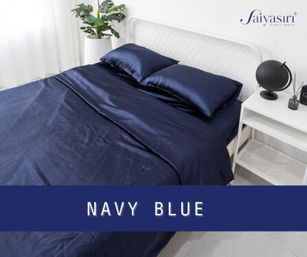 ผ้าปูที่นอน SAIYASIRI รุ่น SIGNATURE ขนาด 5 ฟุต สี NAVY BLUE_3