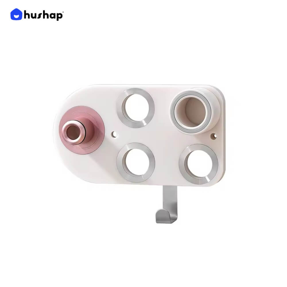 ที่วางไดร์เป่าผม แบบติดผนัง HUSHAP รุ่น BC-01 สีชมพู เก็บหัวอุปกรณ์ได้ 4 หัว สำหรับ DYSON SUPERSONIC HD08, HD15, HD16_0