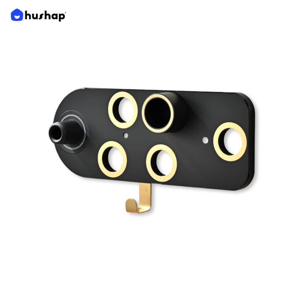 ที่วางไดร์เป่าผม แบบติดผนัง HUSHAP รุ่น BC-01 สีดำ เก็บหัวอุปกรณ์ได้ 5 หัว สำหรับ DYSON SUPERSONIC HD08, HD15, HD16_1