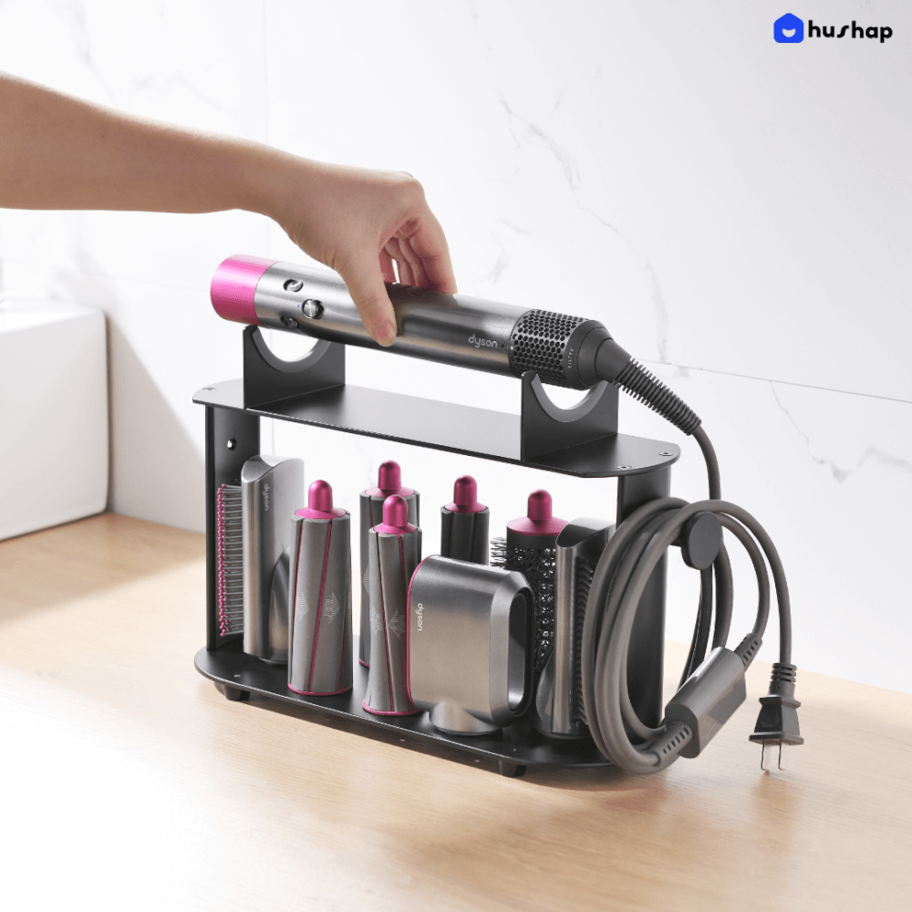 ที่วางไดร์ม้วนผม HUSHAP เก็บหัวอุปกรณ์ได้ 8 หัว สีดำ สำหรับ DYSON AIRWRAP HS01, HD05, HD08