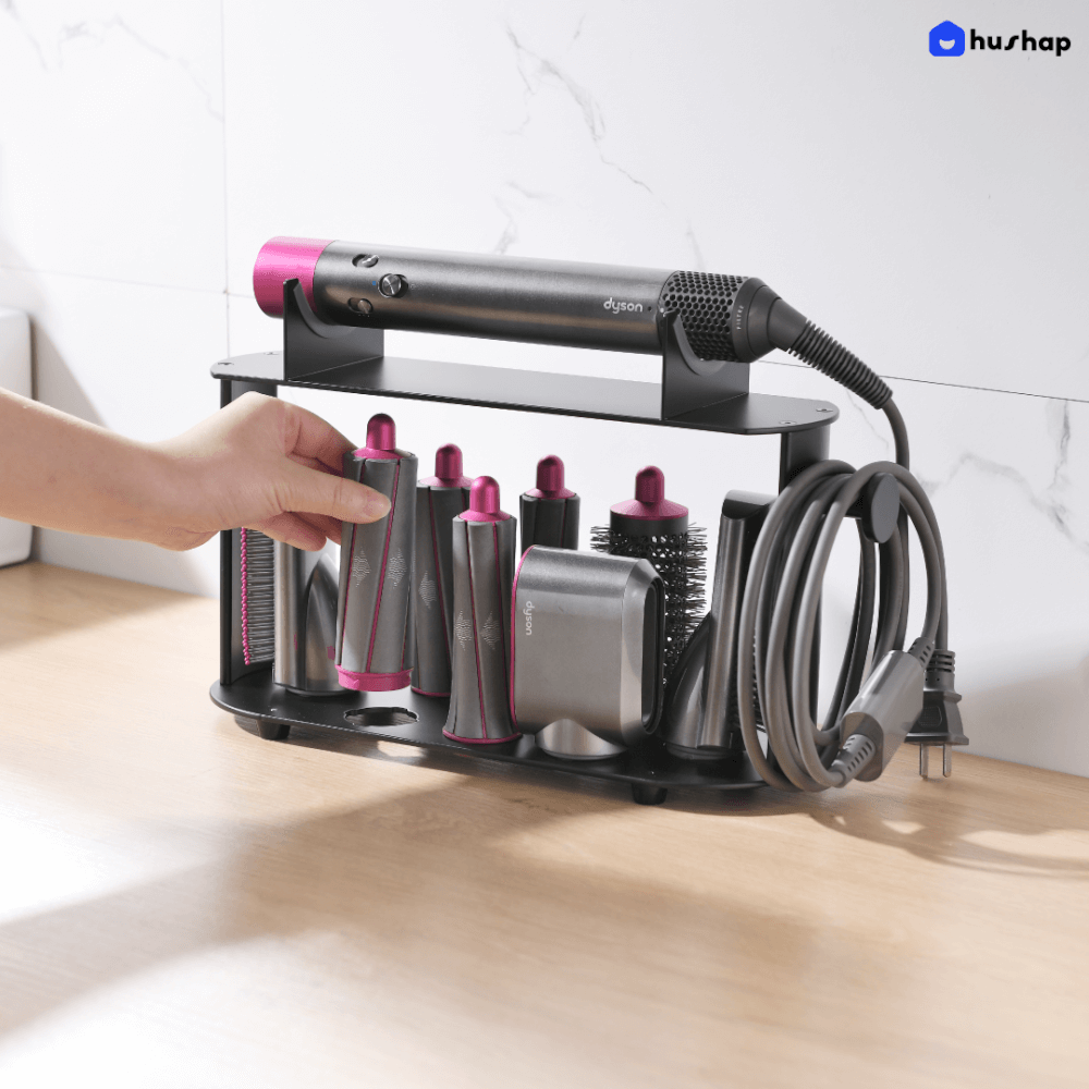 ที่วางไดร์ม้วนผม HUSHAP เก็บหัวอุปกรณ์ได้ 8 หัว สีดำ สำหรับ DYSON AIRWRAP HS01, HD05, HD08