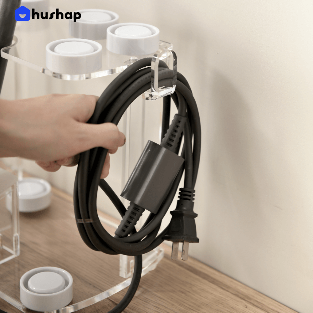 ที่วางไดร์ม้วนผม 2IN1 HUSHAP สีใส เก็บหัวอุปกรณ์ได้ 8 หัว วัสดุอะคริลิค สำหรับ DYSON AIRWRAP HS01, HD05, HD08_6