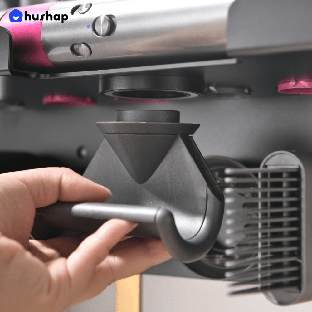 ที่วางไดร์เป่าผม แบบติดผนัง HUSHAP รุ่น BW-02GM 2IN1 สีดำ สำหรับ DYSON AIRWRAP และ SUPERSONIC