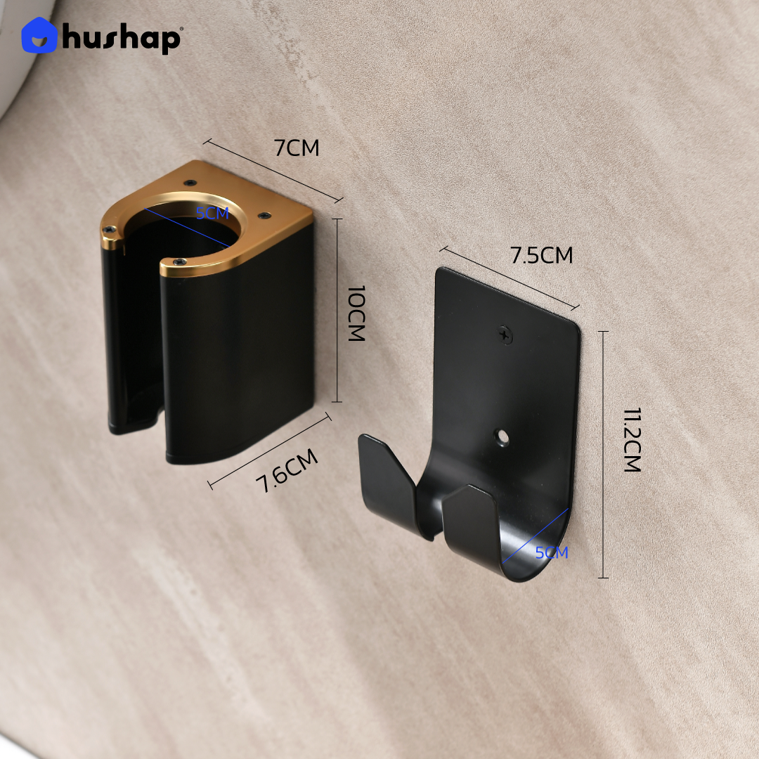 ที่วางไดร์เป่าผม แบบติดผนัง HUSHAP รุ่น BW-05B สีดำ สำหรับ DYSON AIRSTRAIT, AIRWRAP, CORRALE, SUPERSONIC