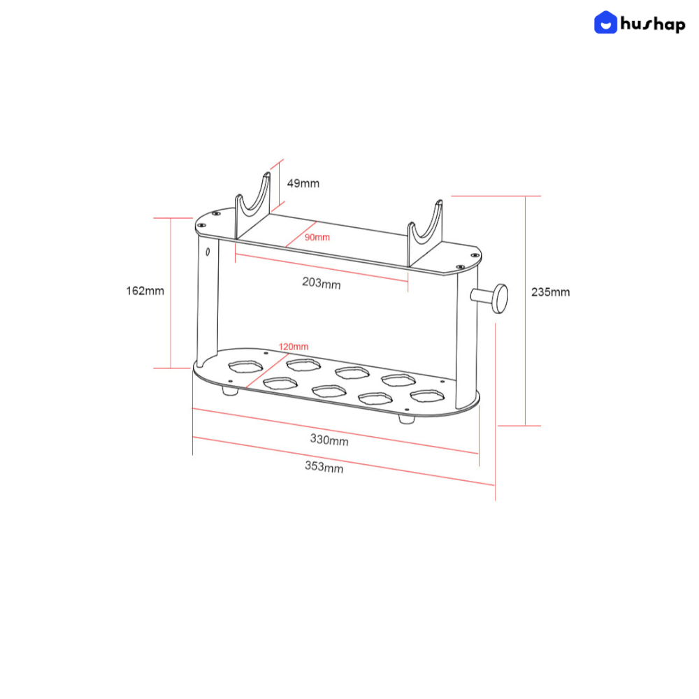 ที่วางไดร์ม้วนผม HUSHAP เก็บหัวอุปกรณ์ได้ 8 หัว สีดำ สำหรับ DYSON AIRWRAP HS01, HD05, HD08