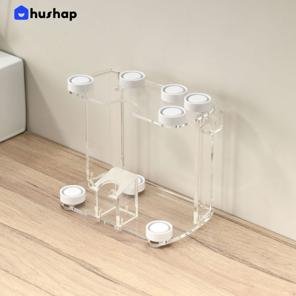 ที่วางไดร์ม้วนผม 2IN1 HUSHAP สีใส เก็บหัวอุปกรณ์ได้ 8 หัว วัสดุอะคริลิค สำหรับ DYSON AIRWRAP HS01, HD05, HD08_9