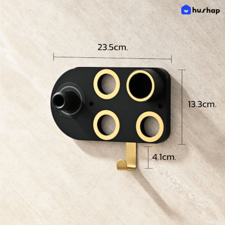 ที่วางไดร์เป่าผม แบบติดผนัง HUSHAP รุ่น BC-01 สีดำ เก็บหัวอุปกรณ์ได้ 4 หัว สำหรับ DYSON SUPERSONIC HD08, HD15, HD16_7