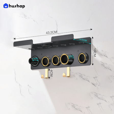 ที่วางไดร์เป่าผม แบบติดผนัง HUSHAP รุ่น BW-02GM 2IN1 สีดำ สำหรับ DYSON AIRWRAP และ SUPERSONIC_8