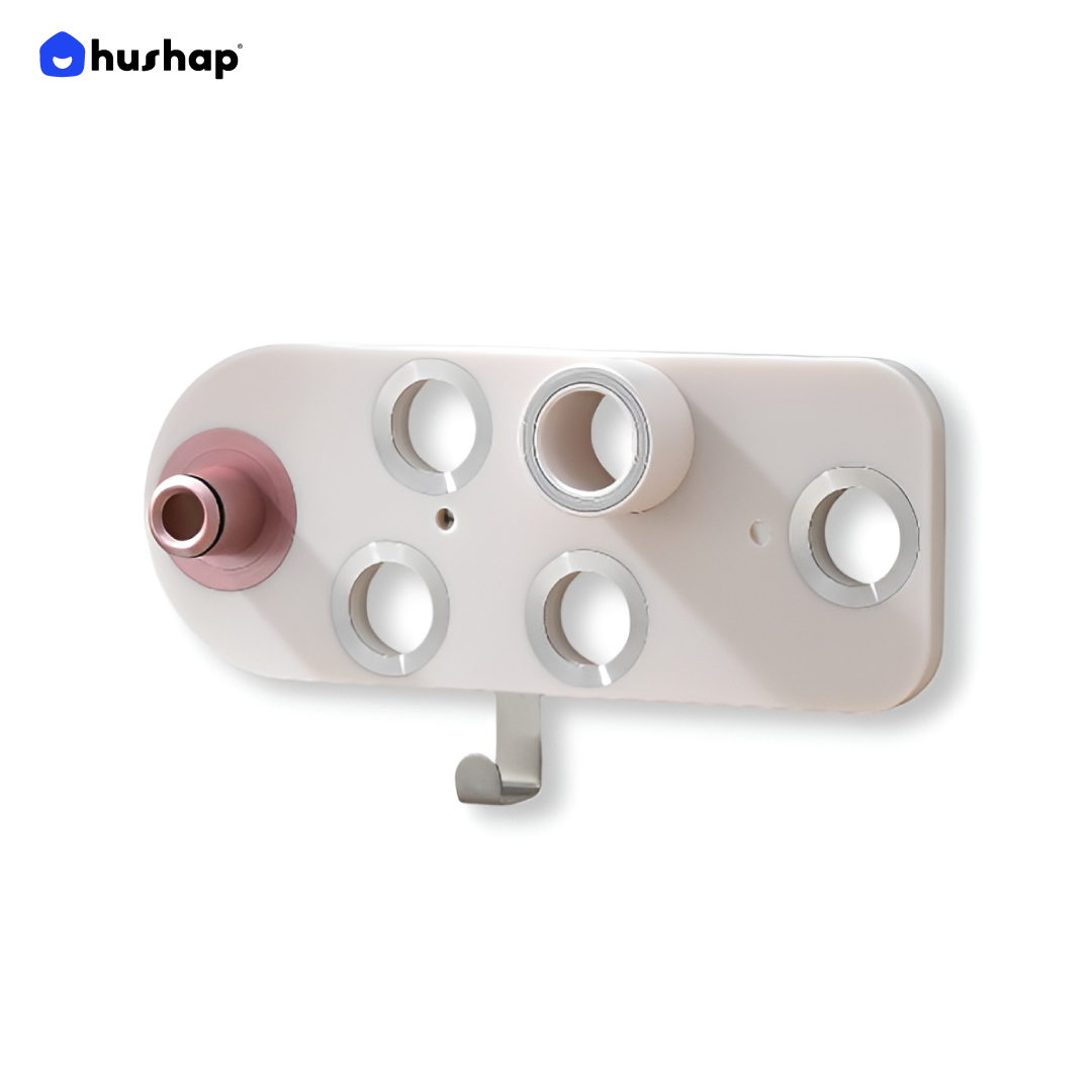 ที่วางไดร์เป่าผม แบบติดผนัง HUSHAP รุ่น BC-01 สีชมพู เก็บหัวอุปกรณ์ได้ 5 หัว สำหรับ DYSON SUPERSONIC HD08, HD15, HD16_0