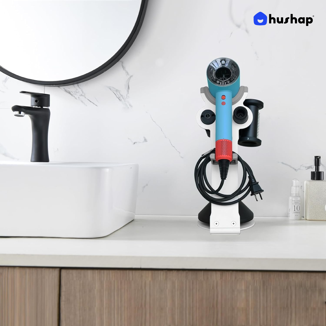 ที่วางไดร์เป่าผม HUSHAP เก็บหัวอุปกรณ์ได้ 5 หัว สีขาว อัพเกรดความสูง สำหรับ DYSON SUPERSONIC HD08, HD15, HD16_3