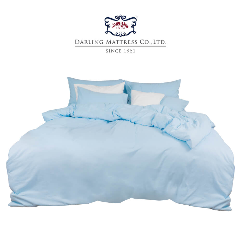 ชุดผ้าปูผ้านวม 6 ฟุต DARLING MATTRESS รุ่นสีพื้น สีเบบี้บลู