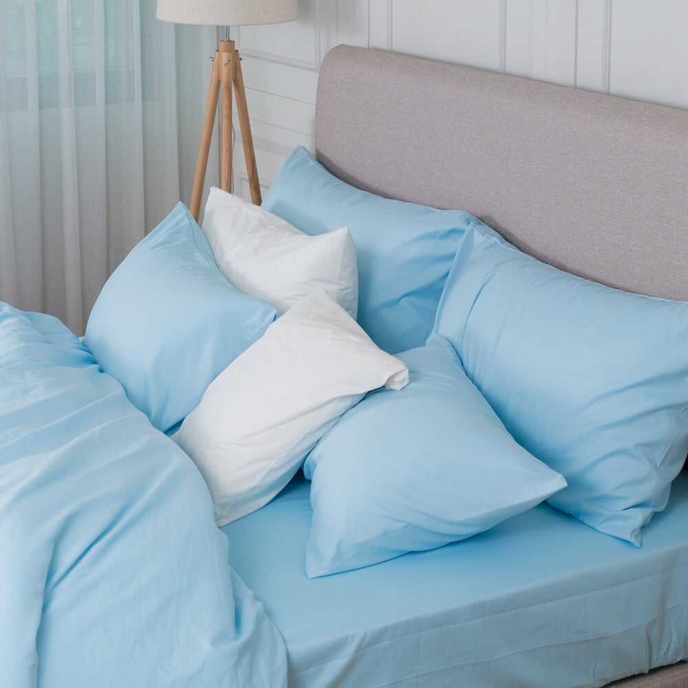 ชุดผ้าปูผ้านวม 6 ฟุต DARLING MATTRESS รุ่นสีพื้น สีเบบี้บลู