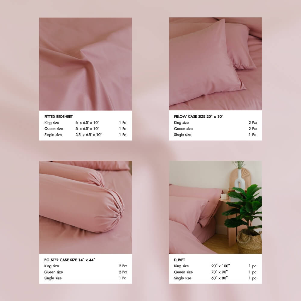 ชุดผ้าปูผ้านวม 6 ฟุต DARLING MATTRESS รุ่นสีพื้น สีชมพูอ่อน