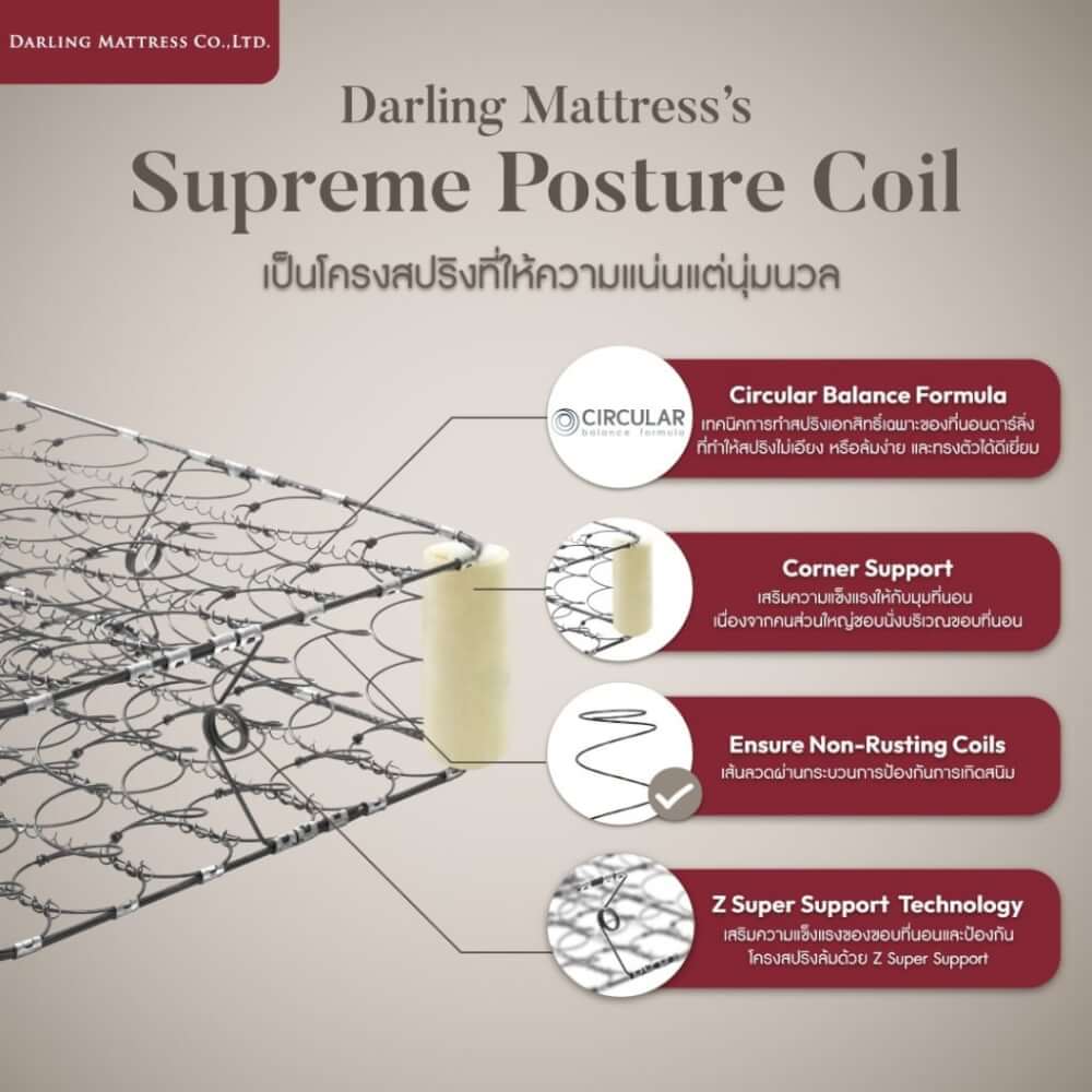 ที่นอนสปริงแบบนุ่ม 6 ฟุต DARLING MATTRESS รุ่นแบ็คแคร์ออร์โธพีดิค