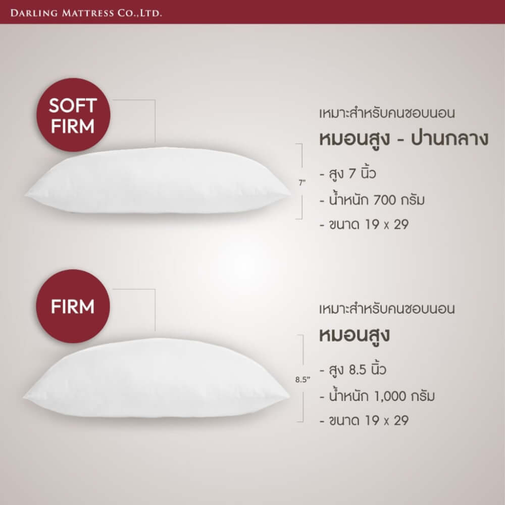 หมอนหนุน DARLING MATTRESS รุ่นใยบอลเคลือบซิลิโคนดรีมไทม์ รุ่นแน่น แพ็คคู่