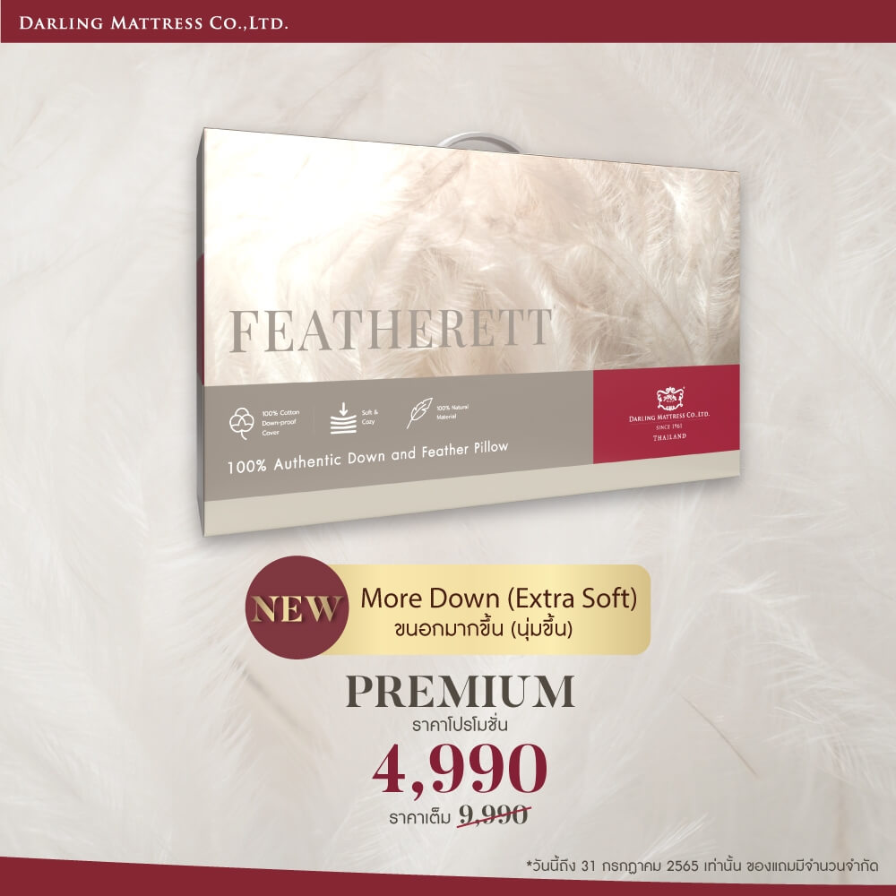 หมอนหนุน DARLING MATTRESS รุ่น FEATHERETT ขนเป็ดแท้ 100%