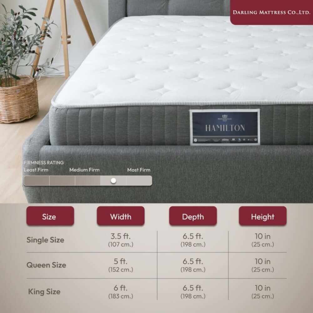 ที่นอนสปริงแบบนุ่ม 3.5 ฟุต DARLING MATTRESS รุ่นแฮมิลตัน