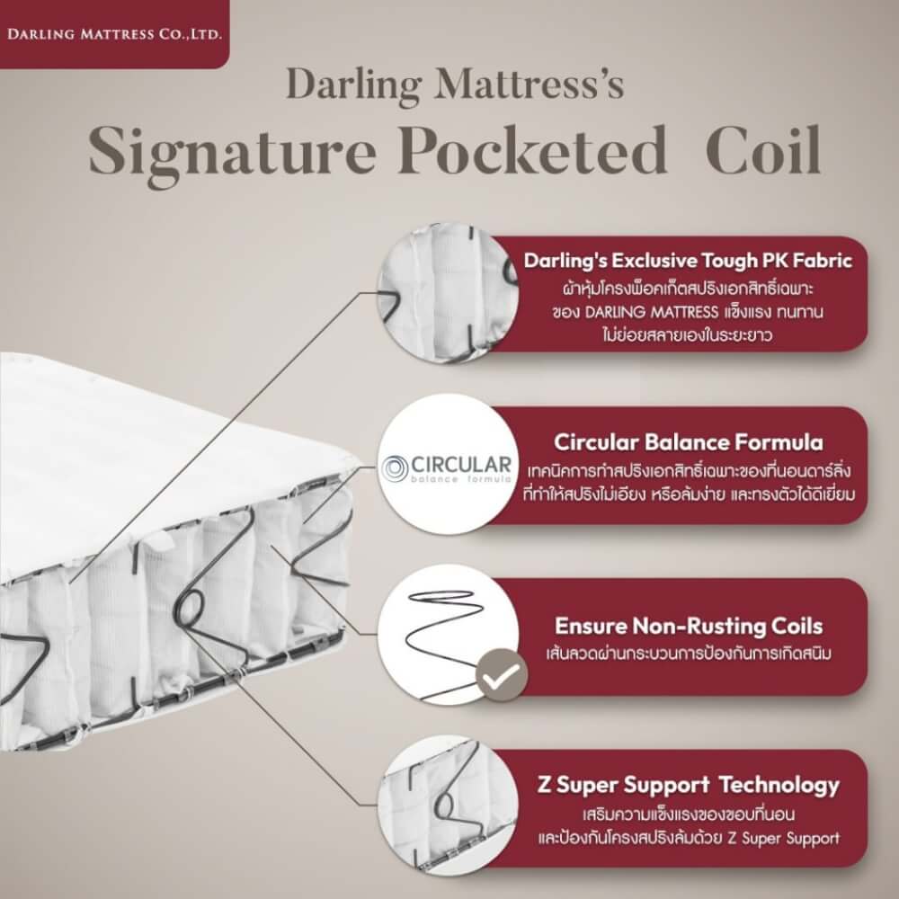 ที่นอนสปริงแบบนุ่ม 6 ฟุต DARLING MATTRESS รุ่นแกรนด์เฮอร์ริเทจ