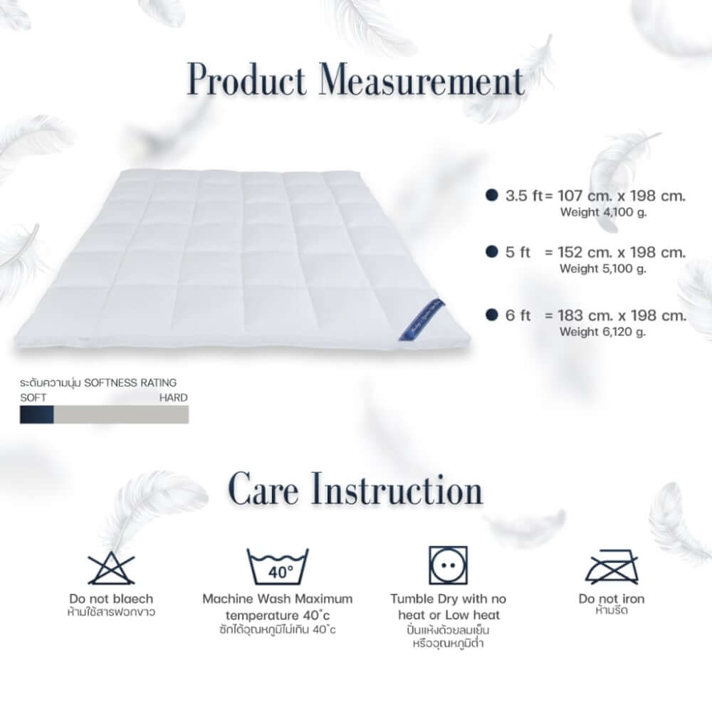 ท็อปเปอร์รองนอน 3.5 ฟุต DARLING MATTRESS รุ่นขนห่านเทียมหรือนาโนเจลรุ่นนุ่มฟู