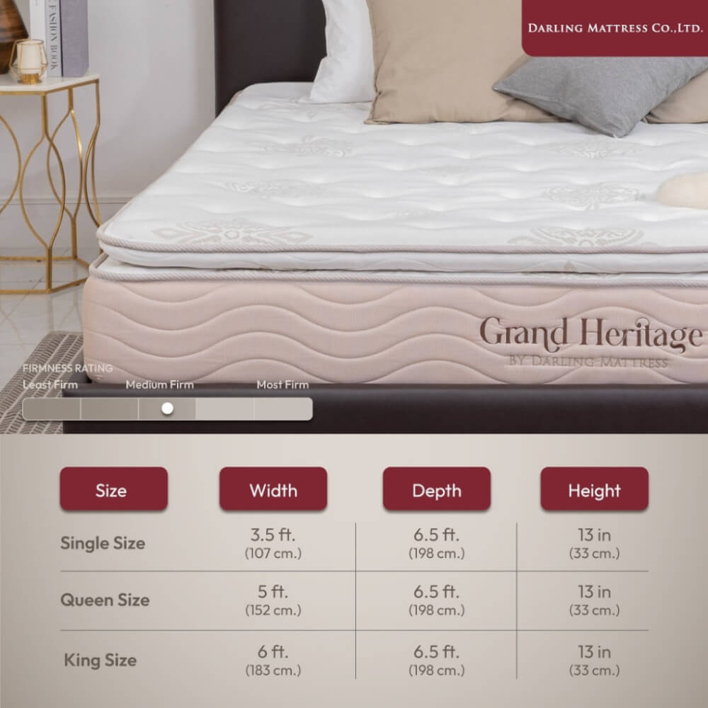 ที่นอนสปริงแบบนุ่ม 6 ฟุต DARLING MATTRESS รุ่นแกรนด์เฮอร์ริเทจ