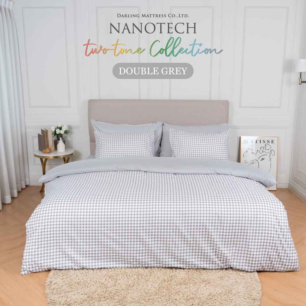 ชุดผ้าปูผ้านวม 6 ฟุต DARLING MATTRESS รุ่น2 สี 2 สไตล์ ลายดับเบิ้ลเกรย์