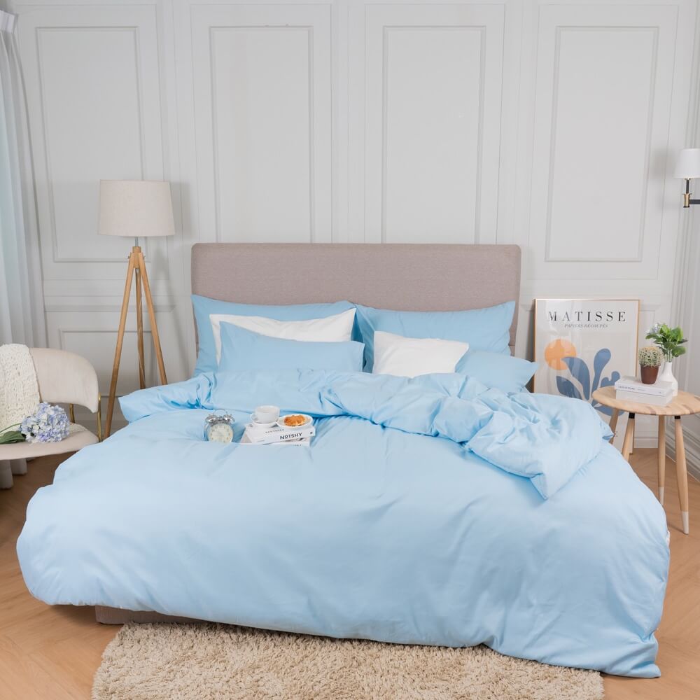 ชุดผ้าปูผ้านวม 5 ฟุต DARLING MATTRESS รุ่นสีพื้น สีเบบี้บลู
